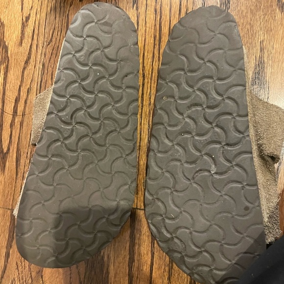 Birkenstock Brown Khaki Suede Slip-On Sandals - Picture 2 of 6